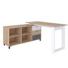 Mesa Escrivaninha Em L Com 3 Gavetas E Nichos Nexos Carvalho/branco/grafito Mesa Escrivaninha Em L Com 3 Gavetas E Nichos Nexos Carvalho/branco/grafito