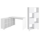 Mesa Escrivaninha em L Eron e Estante Livreiro Maly A06 Branco - Mpozenato Mesa Escrivaninha em L Eron e Estante Livreiro Maly A06 Branco - Mpozenato