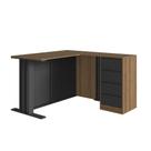 Mesa Escrivaninha em L Escritório 4 Gavetas 120x130cm CJ8020 Cor Mel/Grafite - FAEMA Móveis