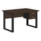 Mesa Escrivaninha Escritório PÉ QUADRO 1,50x0,60m com Gavetas MARSALA PRETO