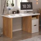 Mesa Escrivaninha Florence 2 Gavetas Branco/Olmo - Artany Móveis