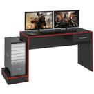 Mesa Escrivaninha Gamer 1 Gaveta 160 Cm Preto Vermelho Arly Preto Vermelho