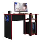 Mesa Escrivaninha Gamer Computador Notebook 1 Prateleira 1 Suporte P/ Fone de Ouvido Slim