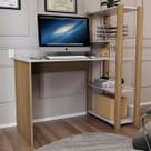 Mesa Escrivaninha Home Office 3 Prateleiras Off White/Carvalho - Panorama Móveis