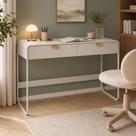 Mesa Escrivaninha Industrial Home Office 2 Gavetas 125cm Alek A03 Off White - Lyam Decor