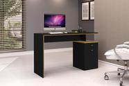 Mesa / Escrivaninha Off Para Escritório Moderna Com Gaveta e Porta Cor Nature/Preto