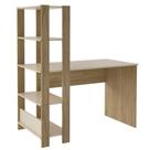 Mesa Escrivaninha Office Com Estante 3 Prateleiras Match Carvalho Off White