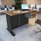 Mesa Escrivaninha Office Ripada com 2 Gavetas 120cm Mel E Grafite