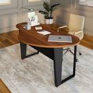 Mesa Escrivaninha Orgânica Linear 173cmx94cm Pés Metal para Escritório Home Office F5 Corporate