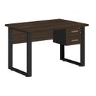 Mesa Escrivaninha para computador e notebook Escritório PÉ QUADRO 1,20x0,60m - C/ Gavetas - MARSALA/PRETO