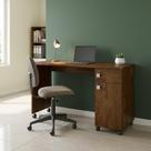 Mesa Escrivaninha para Escritorio 135cm com Rodinhas Canela
