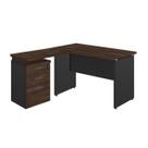Mesa Escrivaninha para Escritório em "L" com Gaveteiro 3 gavetas 1,70x1,60m WORKSTART MARSALA/PRETO