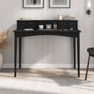 Mesa Escrivaninha Preto Retro Escritório Madeira Milano 4 Gavetas 1 Nicho