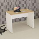 Mesa Escrivaninha Retangular X com Passa Cabos e Pés Painel para Escritório 100cm Corporate Carvalho Treviso E Branco