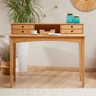 Mesa Escrivaninha Retro Madeira 4 Gavetas 1 Nicho cor Castanho em Madeira Maciça Milano