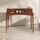 Mesa Escrivaninha Retro Madeira 4 Gavetas 1 Nicho cor Castanho em Madeira Maciça Milano
