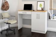 Mesa / Escrivaninha SP Para Estudo ou Trabalho 1 Gaveta e 2 portas Cor Branco / Cinamomo