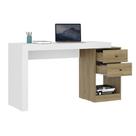 Mesa Escrivaninha Spark 1392 2 Gavetas MDF-MDP 140cm Branco com Noce Móveis Carraro