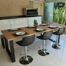 Mesa Estilo/Modelo Industrial com 2 Bancos (2,20 x 0,90)