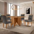 Mesa Evora 90 Mdf Com 4 Cadeiras Carol Veludo Grafite Naturalle