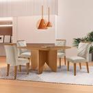 Mesa Evora 90 Mdf Com 4 Cadeiras Melissa Veludo Creme Naturalle