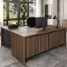 Mesa Executiva em L Newport Nogal Preto Mesa Executiva em L Newport Nogal Preto