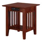 Mesa final AFI Mission Solid Wood com carregador de dispositivos Walnut
