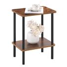Mesa final Apicizon de 2 camadas com prateleira de armazenamento marrom Mesa final Apicizon de 2 camadas com prateleira de armazenamento marrom