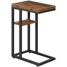 Mesa final dobrável HOOBRO em forma de C com armazenamento em marrom rústico