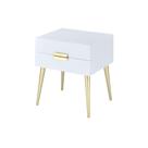 Mesa final Ergode Retro White High Gloss Gold Legs 2 gavetas