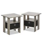Mesa final Furinno Andrey, conjunto de 2 com gaveta de lixo em carvalho francês Mesa final Furinno Andrey, conjunto de 2 com gaveta de lixo em carvalho francês