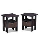 Mesa final Furinno Andrey, conjunto de 2 com gaveta de lixo, nogueira