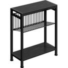 Mesa final Homedawn de 3 camadas estreita com porta-revistas preto