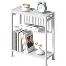 Mesa final Homedawn de 3 camadas, lado estreito, com porta-revistas branco