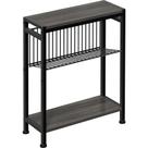 Mesa final Homedawn de 3 camadas, lado estreito, com porta-revistas, cinza