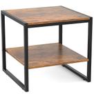 Mesa final Homieasy de 50 cm quadrada com prateleiras de armazenamento de 2 camadas