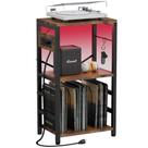 Mesa final YAKANJ com luz LED, suporte para toca-discos marrom