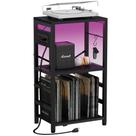 Mesa final YAKANJ com luz LED, suporte para toca-discos preto
