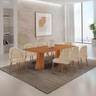 Mesa Florida Tampo Barril Laminado E 8 Cadeiras Suiça Milano/imbuia Nat/cinam. Imbuia