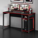 Mesa Gamer 136cm com 2 Prateleiras e Porta CPU Nicho Aberto MDP Preto/Vermelho Tecnomobili Cor:Preto/Vermelho Mesa Gamer 136cm com 2 Prateleiras e Porta CPU Nicho Aberto MDP Preto/Vermelho Tecnomobili Cor:Preto/Vermelho