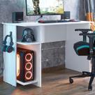 Mesa Gamer 2 Prateleiras Branco 3875 - Qmovi Mesa Gamer 2 Prateleiras Branco 3875 - Qmovi