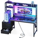 Mesa Gamer Casaottima 122 cm com USB, Luzes LED e Gavetas
