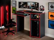 Mesa Gamer com Nicho para CPU e Teclado Cor Preto/Vermelho