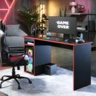 Mesa Gamer com Nichos e Espaço para Cpu 115cm Hunder Preto Preta Vermelha Mesa Gamer com Nichos e Espaço para Cpu 115cm Hunder Preto Preta Vermelha