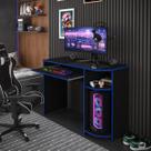 Mesa Gamer computador 1 prateleira Para PC Gamer - Preto Azul