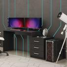 Mesa Gamer DRX5000 Escrivaninha Gamer com Gaveteiro 3 Gavetas Mesa para Computador PC Setup Gamer Home Office Estação Gamer Cor Preto