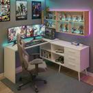 Mesa Gamer Em L Para Computador Com 3 Gavetas Nexus Multimóveis Mp6048 Branco