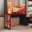 Mesa Gamer Escrivaninha DRX 9000 152,5cm Móveis Leão Preto Tx E Vermelho Tx