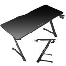 Mesa Gamer Estrutura em Aço Reforçado Cor Preto Para Pc Gamer Notebook Acer Dell Superfície de Mousepad Microfibra Suporte Para Copo e Headset
