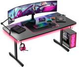 Mesa Gamer GTPLAYER 55" com Superfície de Fibra de Carbono e Mouse Pad LED Integrado